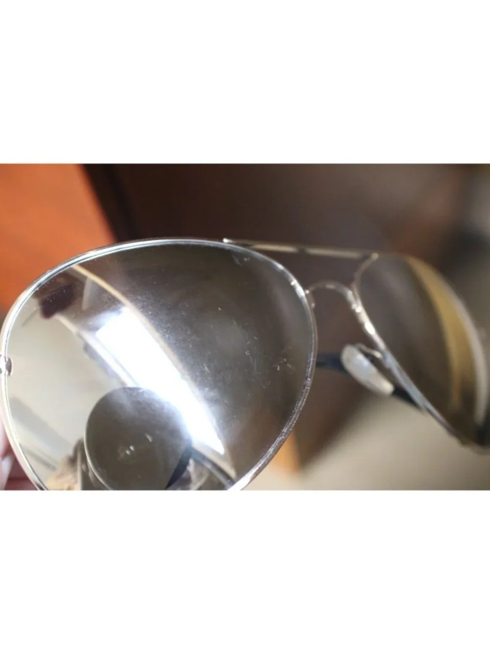 Aviator Sunglasses Silver Frames Gray Mirrored Lenses Cleaning Pouch By Hoffco